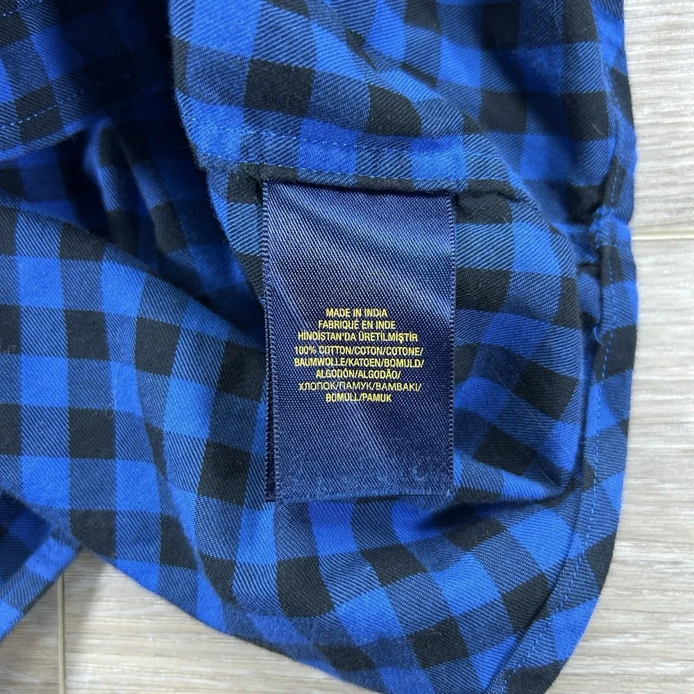 Polo‎ Ralph Lauren Youth Large 14-16 Blue Checkered Button Down Camp Pockets